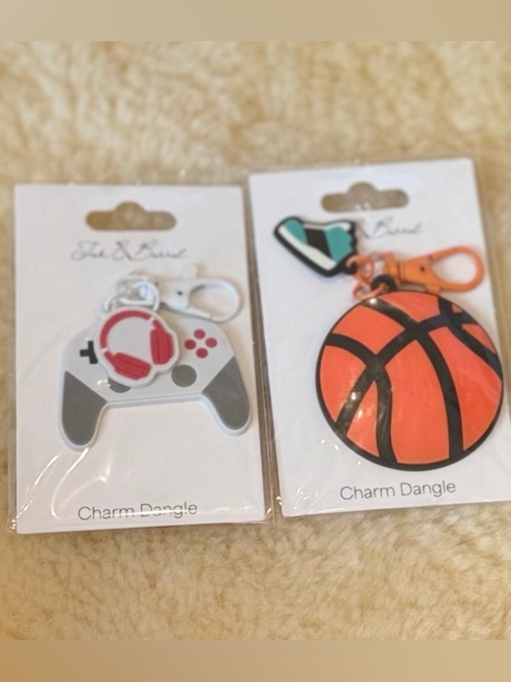 Ink & Barrel Kids Backpack Charm or Keychain Gamer & Basketball Charm Set